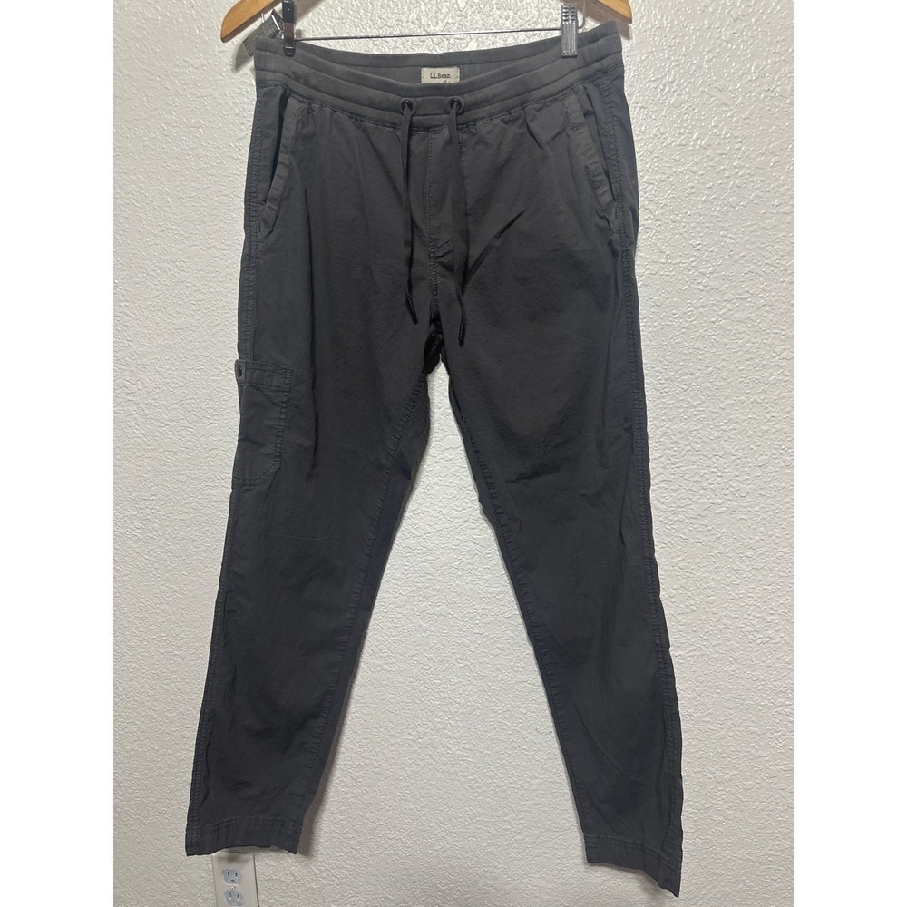 LL Bean Men's Cargo Jogger Pants Dark Gray Size Medium Relaxed Fit Drawstring